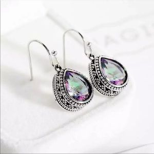 .925 silver Mystic Topaz hanging earrings NWT